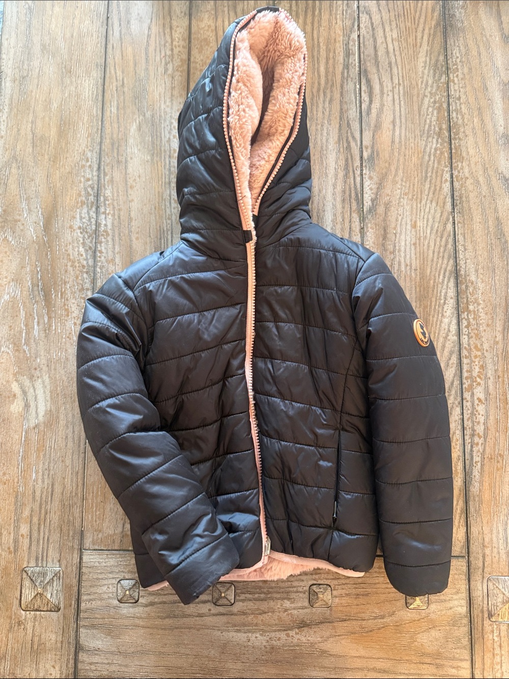 Save The Duck Girls' Chloe Reversible Quilted & Faux Fur Jacket Pink